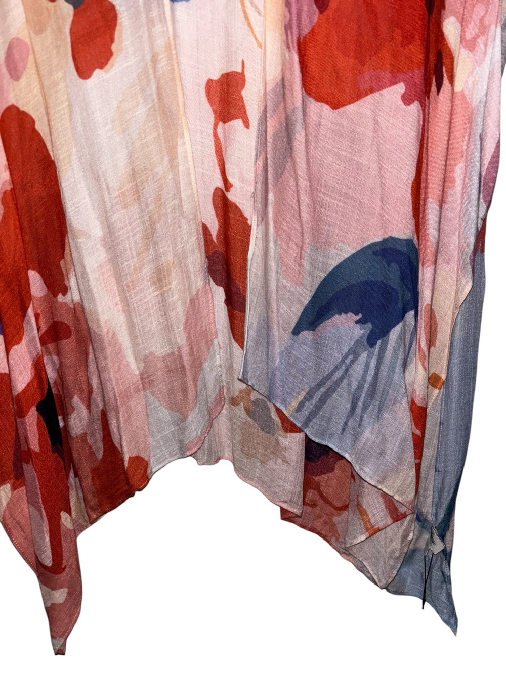 Floral Watercolor Kimono Cover-Up in Rust & Blue, NWT - Picture 4 of 10